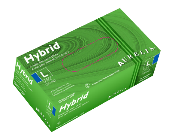 Image GANT NITRILE ET VINYLE HYBRID BLEU SANS POUDRE NON STÉRILE GRAND